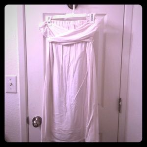 White tied strapless dress from Anthropologie.